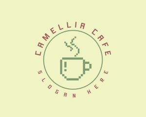 Pixelated Coffee Cafe logo design