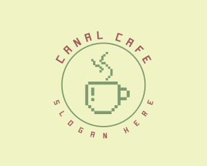 Pixelated Coffee Cafe logo design