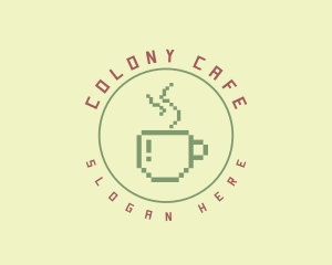 Pixelated Coffee Cafe logo design