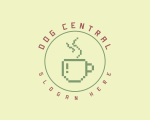 Pixelated Coffee Cafe logo design