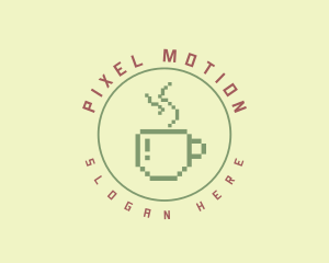 Pixelated Coffee Cafe logo design