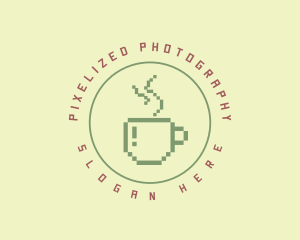 Pixelated Coffee Cafe logo design