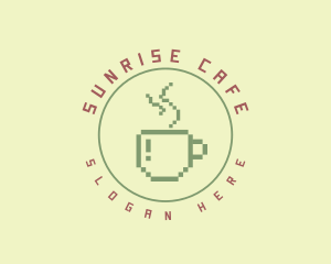 Pixelated Coffee Cafe logo design