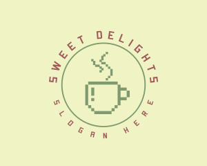 Pixelated Coffee Cafe logo design