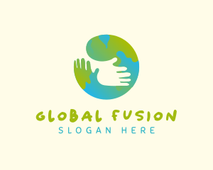 Globe Hand Hug Foundation logo design