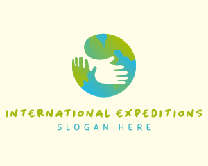 Globe Hand Hug Foundation logo design