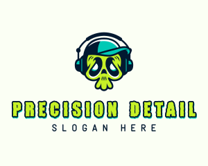 Disc Jockey Skull Musician Logo