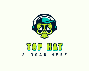 Disc Jockey Skull Musician logo design