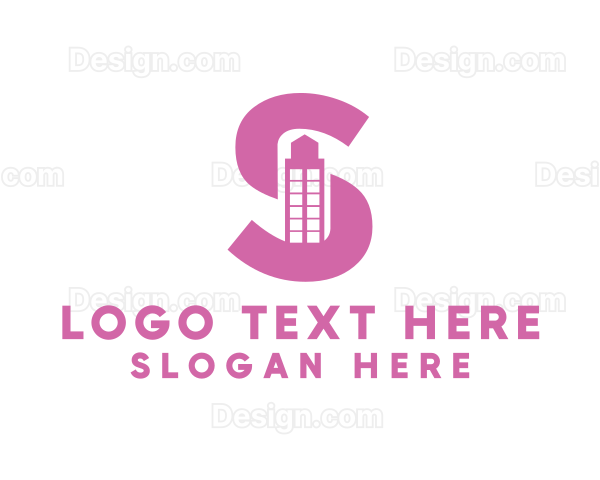 Pink Building Letter S Logo