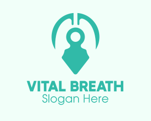 Teal Lung Location Pin logo design