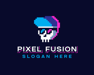 Pixelated Skull Sunglasses logo design