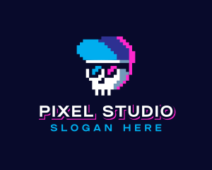 Pixelated Skull Sunglasses logo design