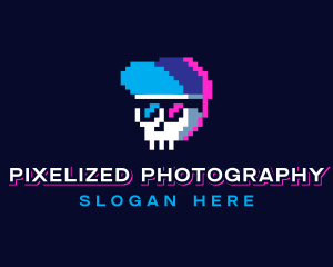 Pixelated Skull Sunglasses logo design