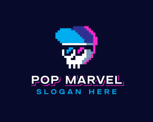 Pixelated Skull Sunglasses logo design