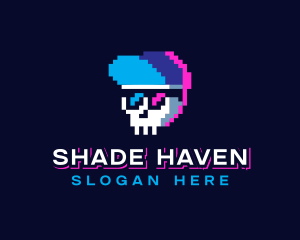 Pixelated Skull Sunglasses logo design