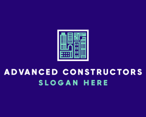 Blue Urban Building Blueprint logo design