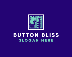 Blue Urban Building Blueprint logo design