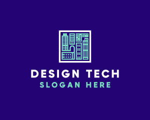 Blue Urban Building Blueprint logo design