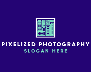 Blue Urban Building Blueprint logo design