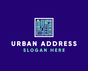 Blue Urban Building Blueprint logo design