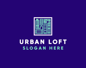 Blue Urban Building Blueprint logo design