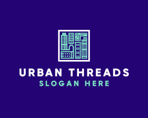 Blue Urban Building Blueprint logo design