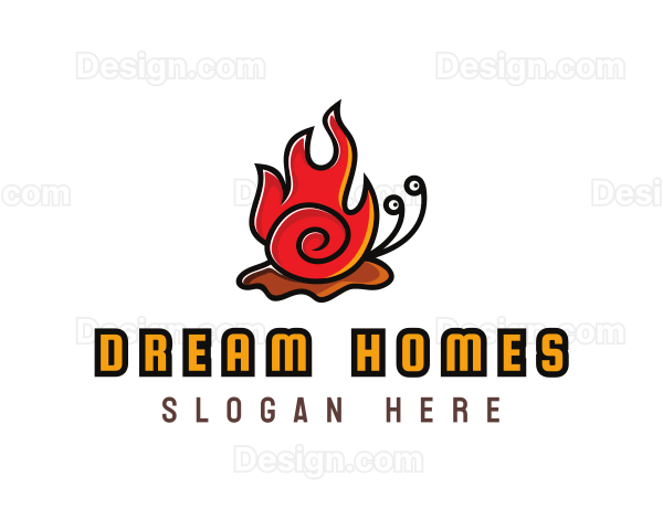 Cute Fire Snail Logo