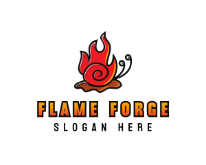 Cute Fire Snail logo design