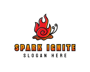 Cute Fire Snail logo design