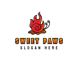 Cute Fire Snail logo design