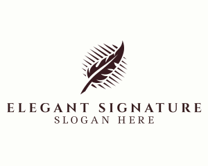 Feather Writing Pen logo design