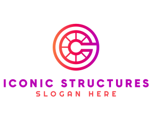 Modern Gradient Wheel Letter C logo design