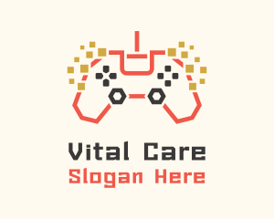 Pixel Gamepad Gaming Cafe Logo
