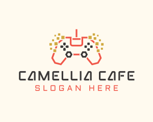 Pixel Gamepad Gaming Cafe logo design