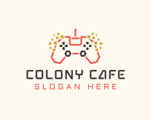 Pixel Gamepad Gaming Cafe logo design