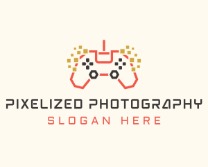 Pixel Gamepad Gaming Cafe logo design