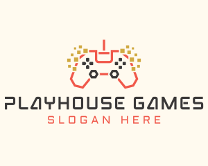 Pixel Gamepad Gaming Cafe logo design