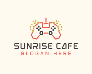 Pixel Gamepad Gaming Cafe logo design