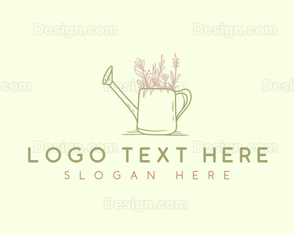 Botanical Flower Watering Can Logo