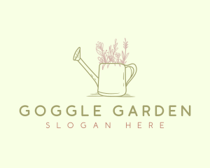 Botanical Flower Watering Can logo design