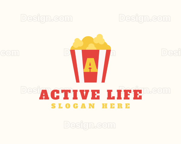 Movie Popcorn Snack Bar Logo