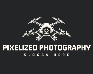 Vintage Drone Quadcopter logo design