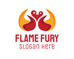 Seafood Flame Crab logo design