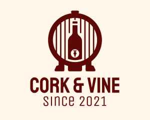 Wine Barrel Bottle logo design