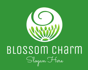 Green Flower Swirl logo design