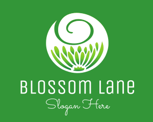 Green Flower Swirl logo design