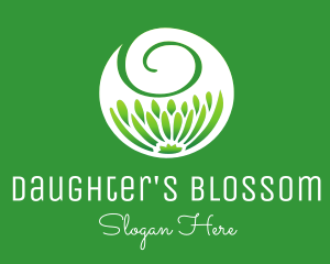 Green Flower Swirl logo design