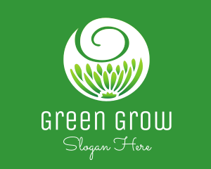 Green Flower Swirl logo design