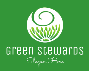 Green Flower Swirl logo design