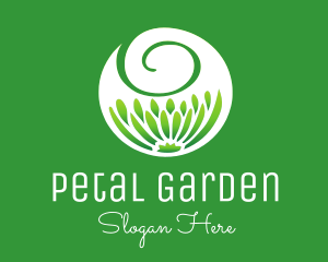 Green Flower Swirl logo design